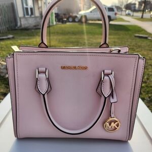 Michael Kors Blush Pink Structured Satchel with Gold Hardware